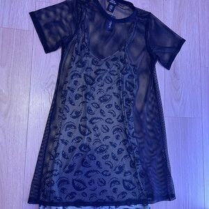Hot Topic Black Mesh Eye Print Dress size small/ medium